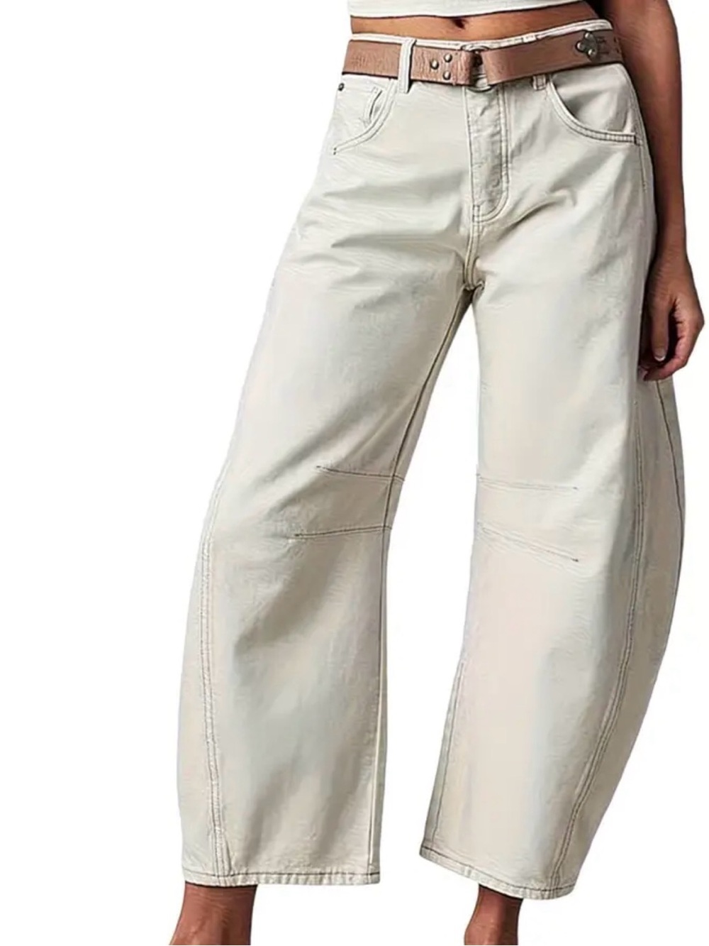 Wide Leg High-Rise Women’s Jeans — Cream